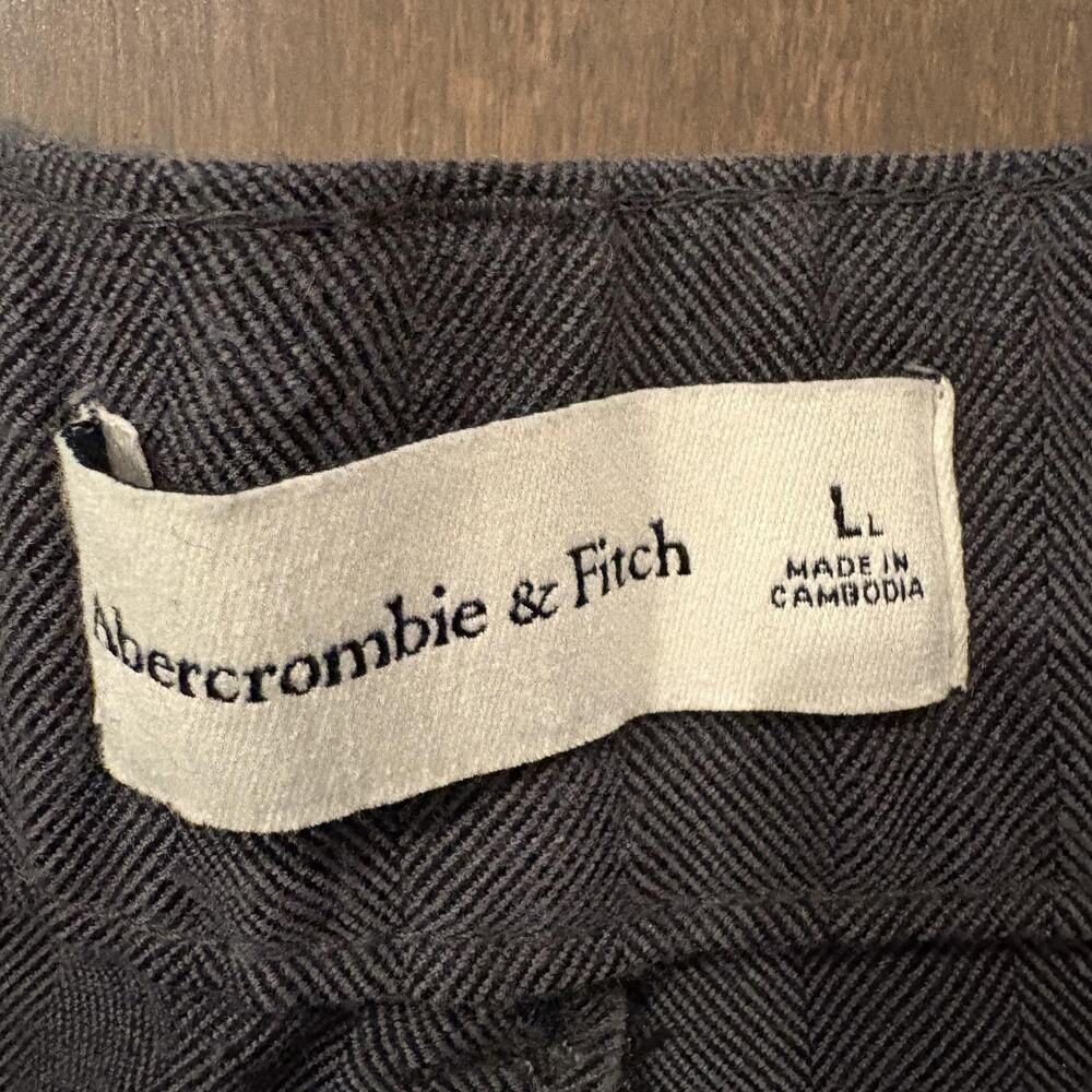 Abercrombie & Fitch Pants Womens Large Long Gray Herringbone Wide Leg Pleated - Picture 2 of 13